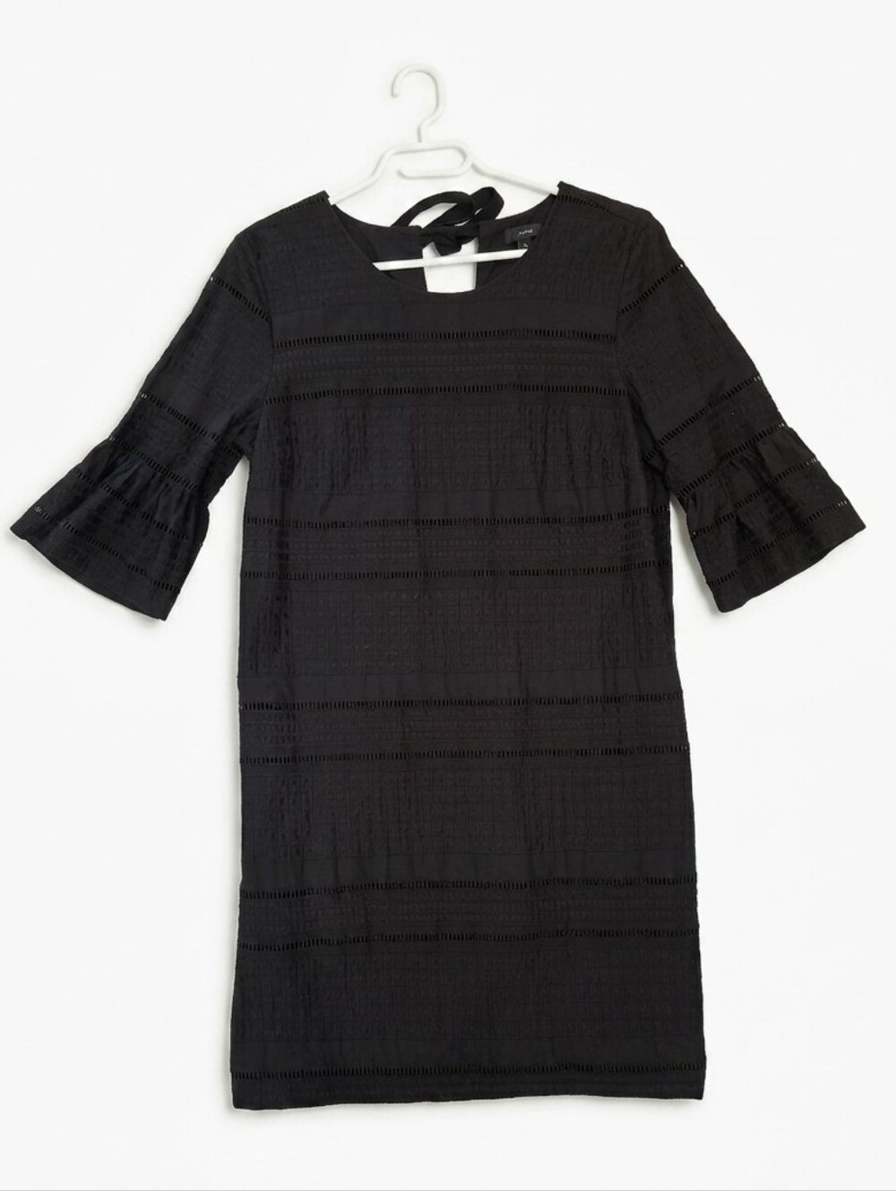 J. Crew Black Cotton Embroidered Eyelet Shift Dress - Size 8